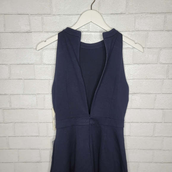 Eliza J Navy Blue Hot Pink Stripe Halter Cocktail Dress - Picture 6 of 6